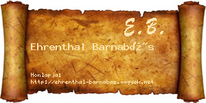 Ehrenthal Barnabás névjegykártya